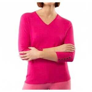 NEW LISETTE amina three-quarter sweater in pink flambe